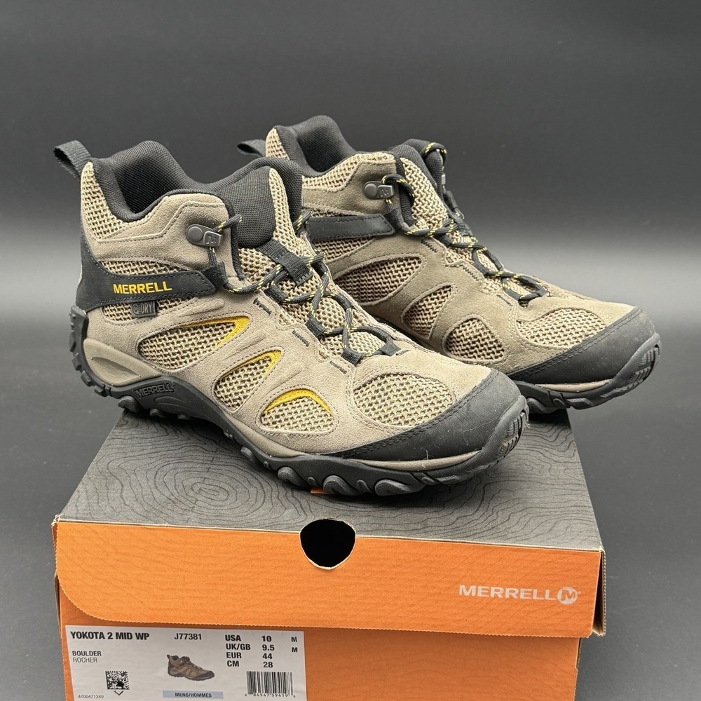 Merrell Yokota 2 Mid WP Hiking Boots Mens Brown Waterproof Outdoor Trail Sz 10M